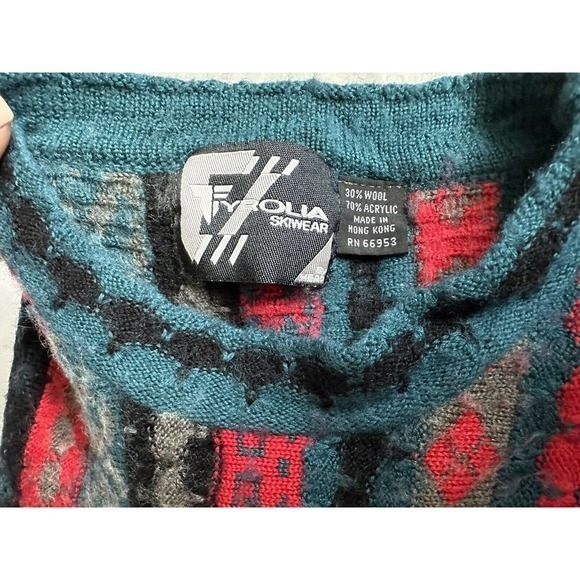 Vintage Tyrolia Skiwear Men's Medium Long Sleeve‎ Crew Neck Multicolor Sweater - Picture 6 of 10